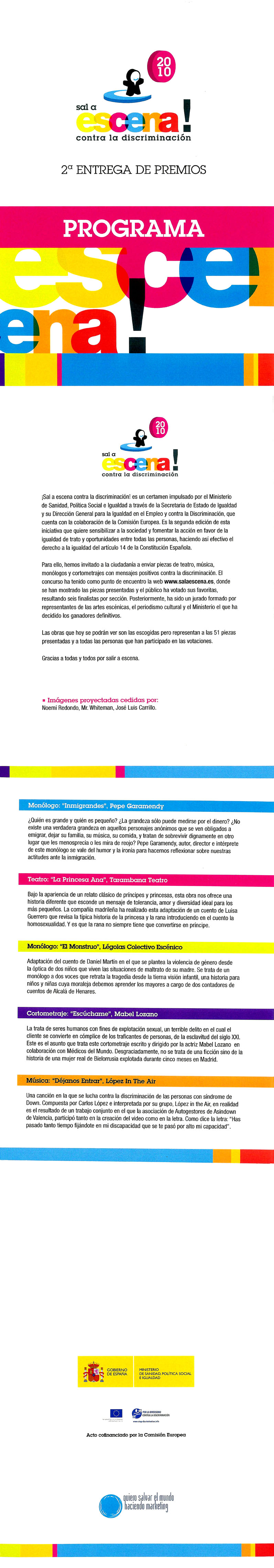 Programa "Sal a escena contra la discriminación" - Diciembre 2010 - Ministerio de Igualdad